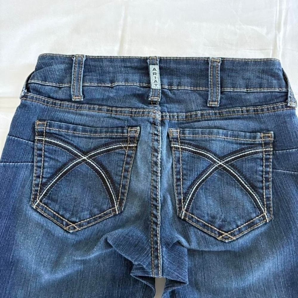 Ariat R.E.A.L. Denim Blue Bootcut jeans with black and white paisley interior - Picture 7 of 7